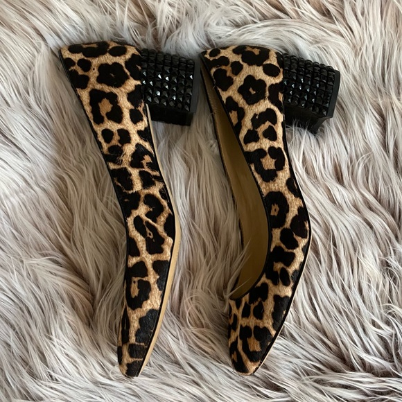 Michael Kors Arabella Leopard Calf Hair Studded Kitten Heels - Picture 3 of 7